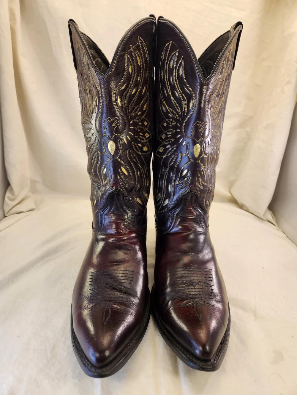 Acme VTG 1980’s Thunderbird EAGLE Inlay BLACK CHERRY Rockabilly Boots Men’s 13 D